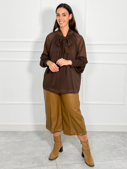 Blusa de Gasa con Lazada y Manga Abullonada | Logroño