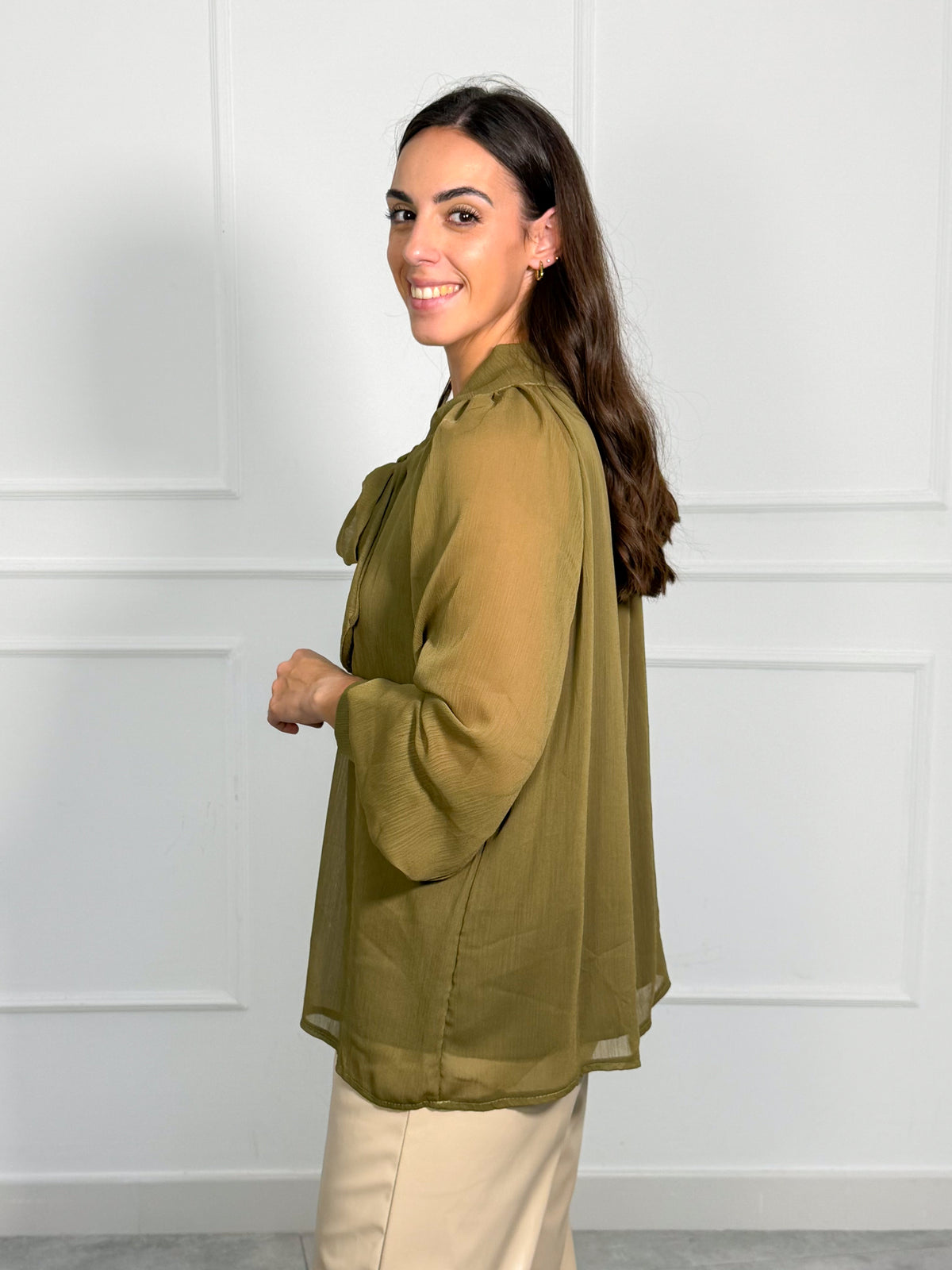 Blusa de Gasa con Lazada y Manga Abullonada | Logroño