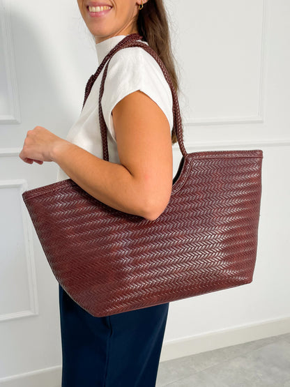 Bolso Shopper Trenzado Burdeos | Vilna