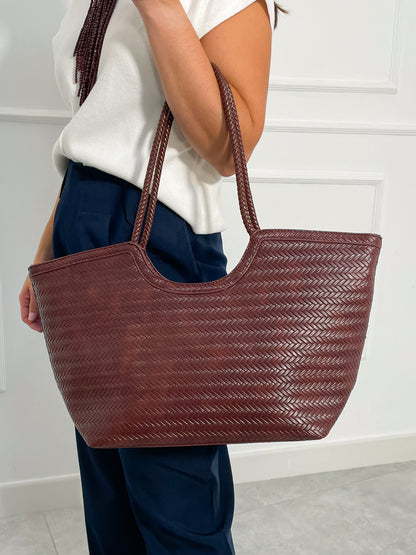 Bolso Shopper Trenzado Burdeos | Vilna