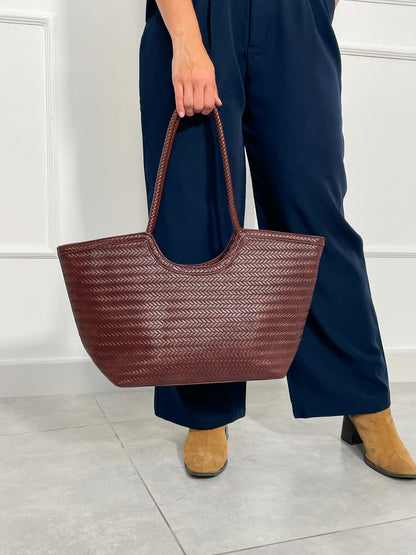 Bolso Shopper Trenzado Burdeos | Vilna