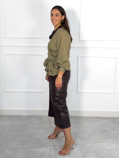 Pantalón | Lecce - Chocolate con Camisa | Lino
