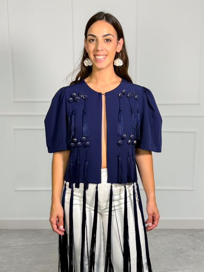 Chaqueta Torera Azul Marino con Borlas | Salamanca