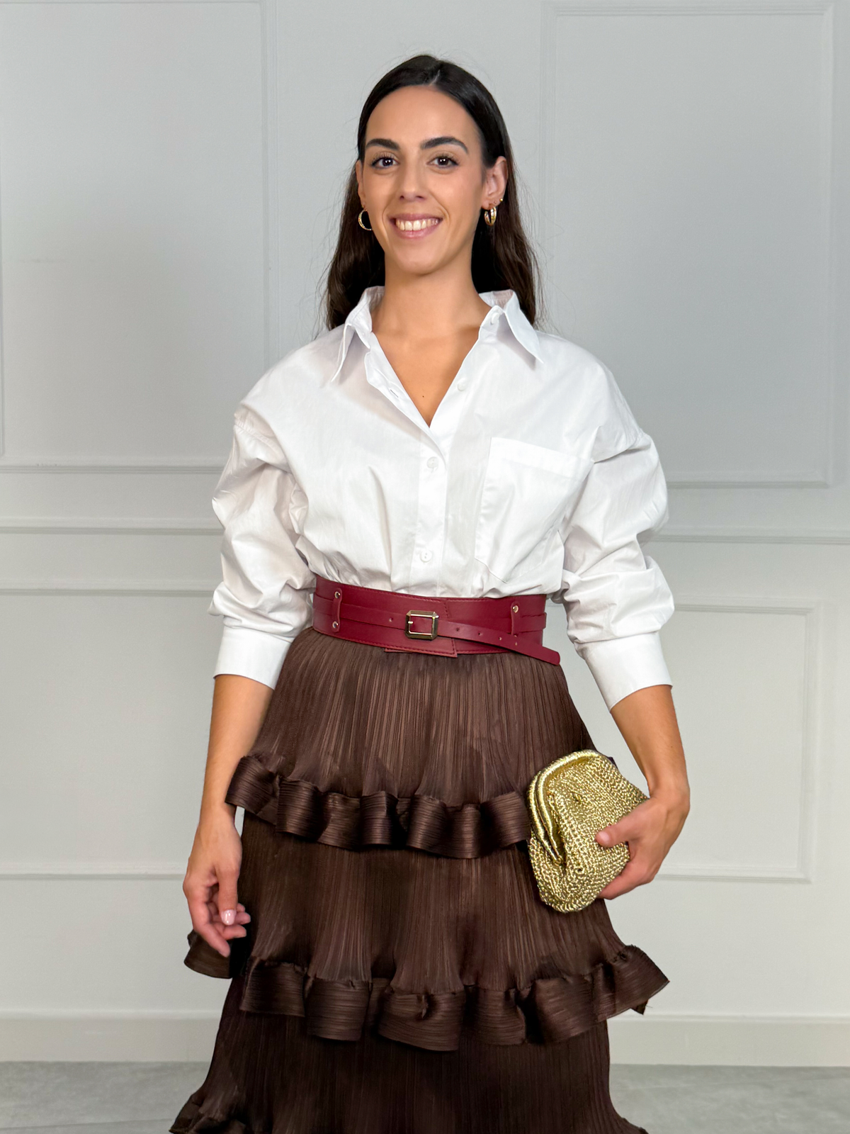 Falda Midi Plisada de Volantes | Setúbal