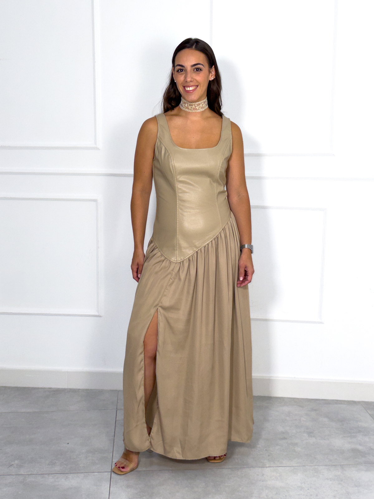 Vestido Fluido Beige | Brescia