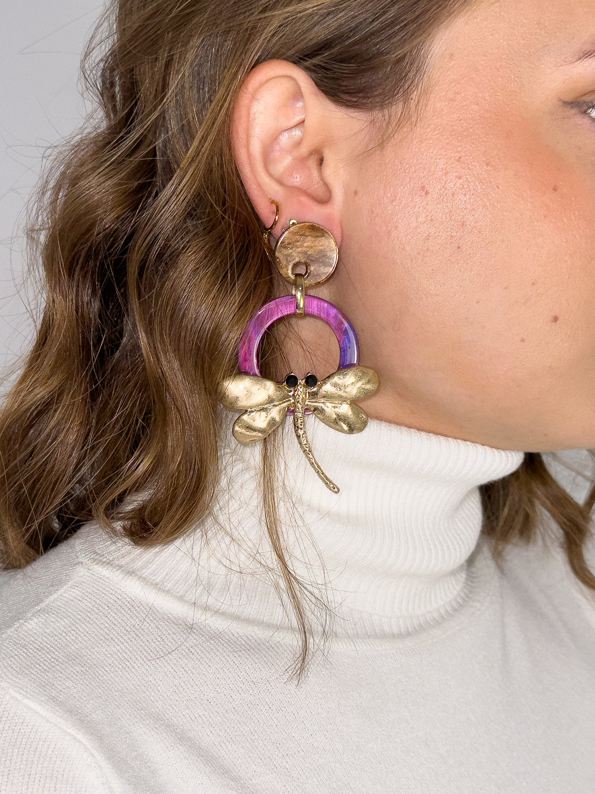 Pendientes Amberes en berenjena