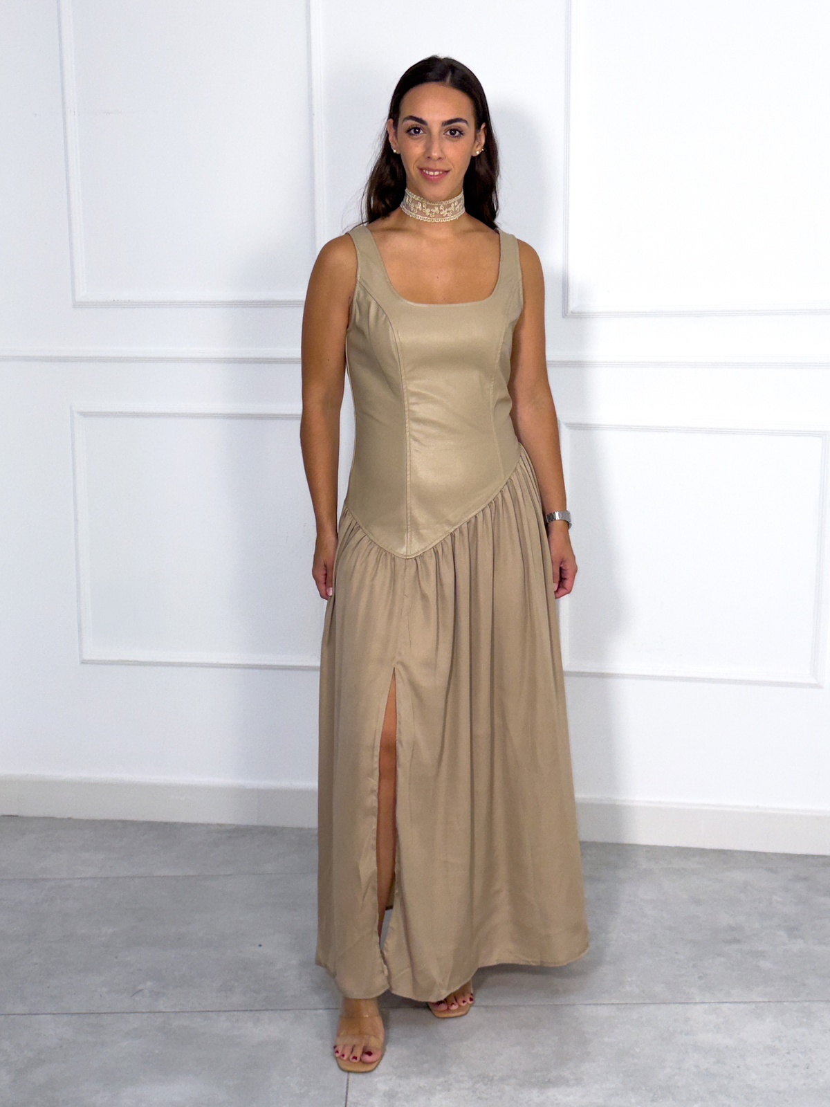Vestido Fluido Beige | Brescia