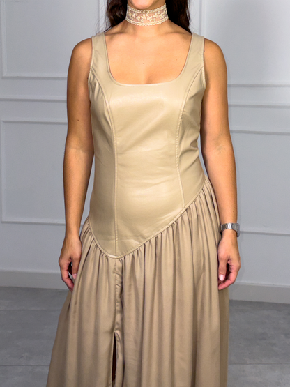 Vestido Fluido Beige | Brescia