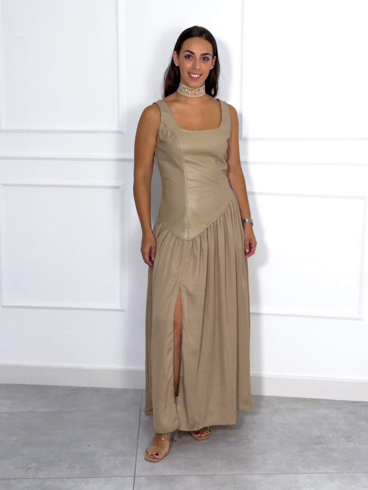 Vestido Fluido Beige | Brescia