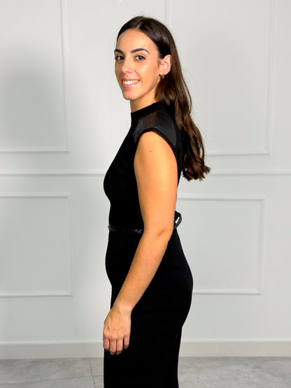 Vestido Midi de Punto con Cuello Perkins | Bucarest